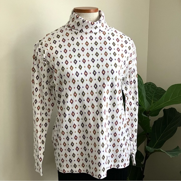 Vintage Diamond Print Soft Turtleneck - Picture 1 of 6